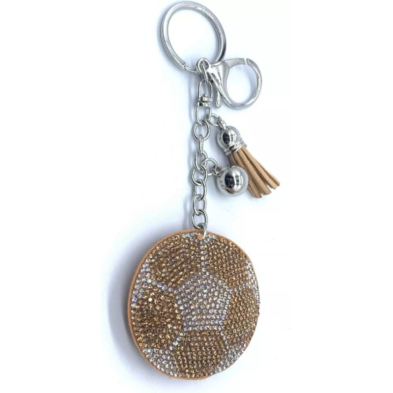 Bling football Ball Keychain Glitter Golden Tassel Silver Chain Accessory