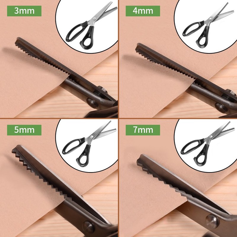 Sewing Pinking Shears for Decorative Fabrics, Round/Triangle (3mm, 5mm, 7mm)
