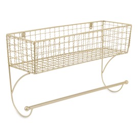 DII Rustic Farmhouse Bathroom Décor, Metal Storage, Large Towel Bar, Gold