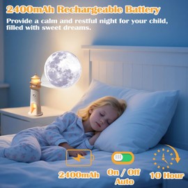 Moon Lamp Projector Night Lights, Moon Lighthouse Lamp, Human Motion Sensor Rechargeable LED Aesthetic Table Lamp for Kids, Children, Gifts, Bedroom, Nursery, Holiday (Sensor Version)(Without Remote)
