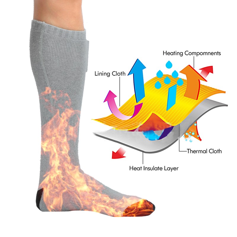 Heating Electric Rechargeable Winter Thermal Socks Soft Cotton Breathable SockEU