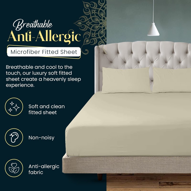 Sunshine Comforts Microfiber Fitted Sheets Super King Size Breathable, Anti