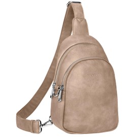 Vantamo Crossbody Bags for Women: RFID Blocking Vegan Bag with Anti-Pickpocket Clip - 03 Sand - Faux Leather Strap