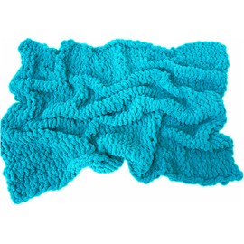 Chunky Blanket Chenille Yarn Lake Blue 4LB 8 Pack for Arm Knitting, Super Bulky Luxury Soft Thick Polyester Jumbo Quick Easy Weaving Crochet Craft Yarns 64oz for Throw Blanket Pillows