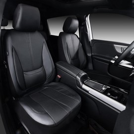 CAR PASS Nappa Leather Seat Covers Front, 3D Foam Support Water Resistant Faux PU Leather Car Seat Covers 2 Pcs, Comfort & Universal Fit for Cars SUV Truck Most Vehicles, Solid Black