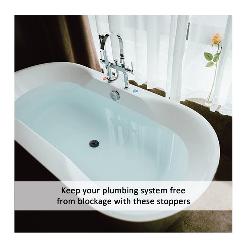 4 Pcs Sink Plug, Rubber Bath Plugs, Black Drain Stopper