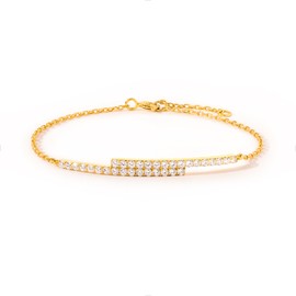 STORYJEWELLERY Stack Bracelets for Women, 18K Gold Plated Adjustable Cubic Zirconia Bracelet, Dainty Everyday Jewelry, Unique Gifts for Women