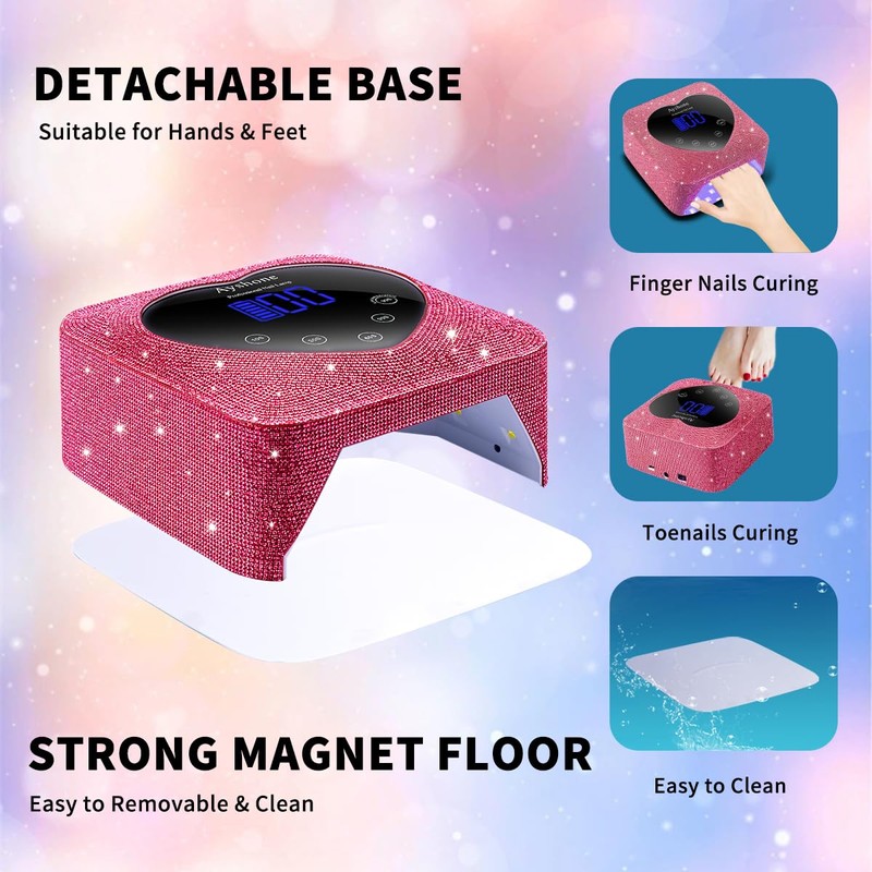 Ayshone Cordless UV LED Nail Lamp,72W Rechargeable Nail Dryer Gel