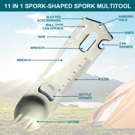 Unique Multitools Gadgets Gifts Idea - Fun Gifts Spork-shaped 11 in 1 Small EDC Hand Tools for Mens Dad, Birthday, Fathers Day, Valentines, Christmas Stocking Stuffers, Cool DIY Camping Accessories