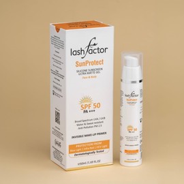 Lashfactor SunProtect SPF50 Silcone Sunscreen Ultra Matte Gel - Blue Light Protection For Oily, Dry Skin