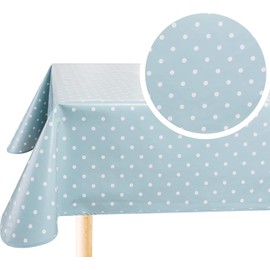 Home Direct Wipe Tablecloth Oilcloth PVC Tablecloth Cover Small Polka Dot 100cm x 140cm Duck Egg Blue