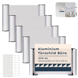 5 Stück Türschild Büro A6 Aluminium und Klare Abdeckung Türschilder Selbstklebend 148mm x 105mm Klebeschild Büro Schild Stabile Namensschild für Zuhause Veranstaltung zum Anschrauben oder Ankleben