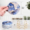 CoColemon Navy Blue Absorbent Coasters Set of 6, Marble Abstract