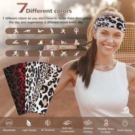 Headbands for Women Non Slip - 7PCS Fashion Sports Hair Bands for Women's Hair, Soft Cotton Cloth Stretchy Headbands for Women for Workout Yoga Running