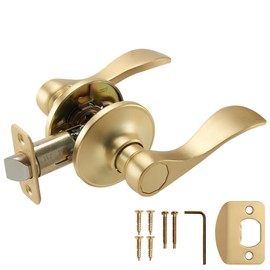 Design House Springdale Passage Hall Closet Interior Door Lever Handle Lockset, Non-Locking Handle Hardware, Satin Gold, 6.375 in x 1.94 in x 2.625 in, Item 728899