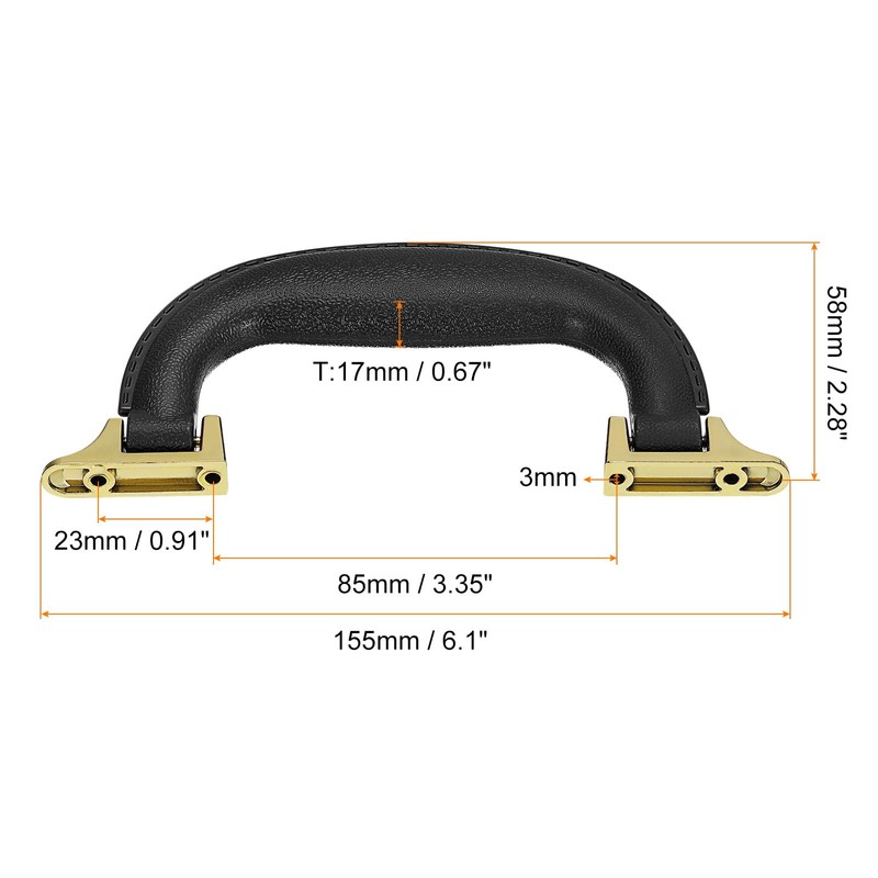 QUARKZMAN Luggage Handles 155 mm/6.1 Inch PU Leather Pull Handle