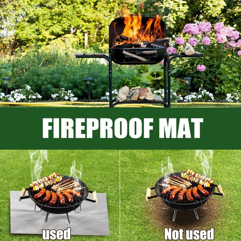 Fire Pit Mat, 31.5 * 23.6Inch Collapsible Firepit, Under Grill