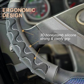 PINCTROT XL Size 17.5-18 Inch Great Grip Steering Wheel Cover for Semi Truck, Fits RV, Big Rig Trucker, 18 Wheeler and Classic Cars, Anti-Slip Design 17.5-18 Inch (Blue)