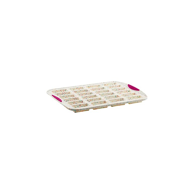 Trudeau 24 Slot Mini Bar Pan Silicone Bakeware, Confetti White