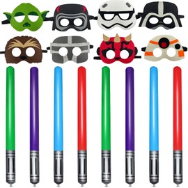 Inflatable Lightsaber,Inflatable Lightsaber Balloons Decorations Set,Star Party Inflatable Props,8pcs Party Felt Masks,8pcs Inflatable Light Saber Set,Ydstniu for Party Cosplay Dress Up Props