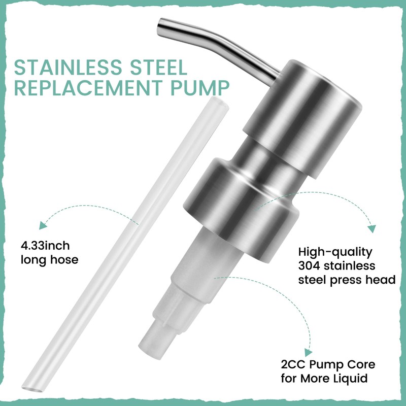Soap Dispenser Pump Replacement, Stainless Steel Soap Pump HeadReusable Metal