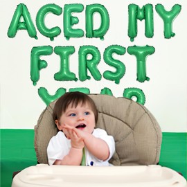 Aced My First Year Foil Balloons Banner Tennis Ball Theme 1st Birthday Party Decorations for Tennis Ball One Years Old Birthday Party Decor Supplies