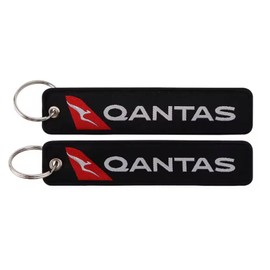 Qantas Airways Australia Australian Airlines Asia Asian Airline Flag Carrier Aircraft Air Airplane Flight Keychain Key Tag Chain Fob Ring