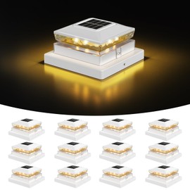 Flyingod Solar Post Light, 12 Pack Fence Post Light for 3.5-5 in Square Wood/Vinyl Column, Outdoor Solar LED Light with Warm Lighting Decorate Garden Patio Porch