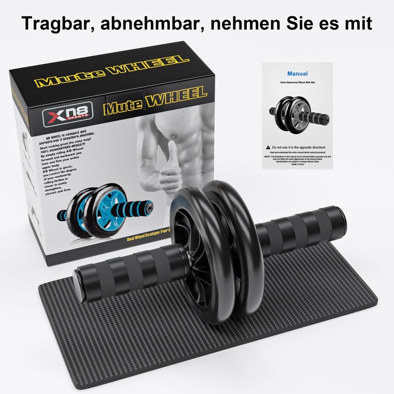 Bnlei Abdominal Roller with Mat, Abdominal Trainer, Abdominal Trainer for