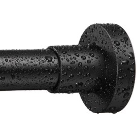 EBOATOP Shower Curtain Rod Tension - Never Rust No Drill Non-Slip Spring Tension Shower Rod, 43-73 inches Stainless Steel, Matte Black