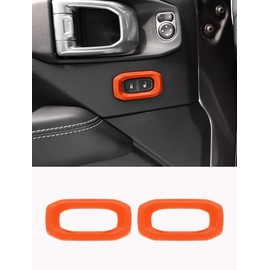 Savadicar Orange Interior Accessories - Door Lock Button Bezel Trim Set for 2018-Present Jeep Wrangler JL JLU 4XE & Gladiator JT - Solid Color Interior Decor Upgrade Option, 2-Piece