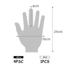 4 White Gloves + 1 Black Glove for Eczema Sensitive Dry Irritated Skin Hand Cream Lotion Protector for Night Daily Work 100% Cotton Size 9 Inch (5 Pairs)