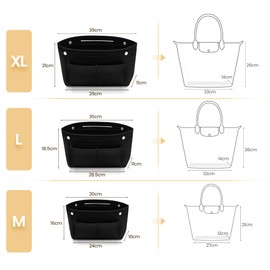 HyFanStr Bag Organiser, Felt Bag in Bag Organiser, Inner Pockets, Handbag Organiser for Handbag with Handles and Key Chain, Bag Organiser, Black