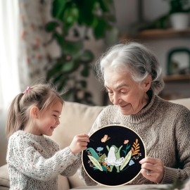 Phylisn 4 Sets Embroidery Kit for Beginners Adults,Cross Stitch Starter DIY Kits with Frog Patterns,2 Hoops,Color Threads, Tools,Easy Learn to Embroider with Instruction & Video