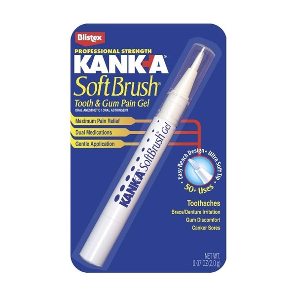 Kank-A Kank-A Soft Brush Tooth/Mouth Pain Gel Professional Strength, 0.07 oz (Pack of 4)