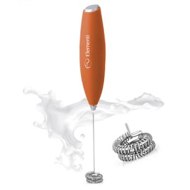 Elementi Milk Frother Wand - Easy to Use Handheld Electric Stirrer for Powder Drinks, Durable & Powerful Coffee Whisk & Protein Powder Mixer Wand, Hand Frother, Coffee Stirrers Electric Mini (Orange)