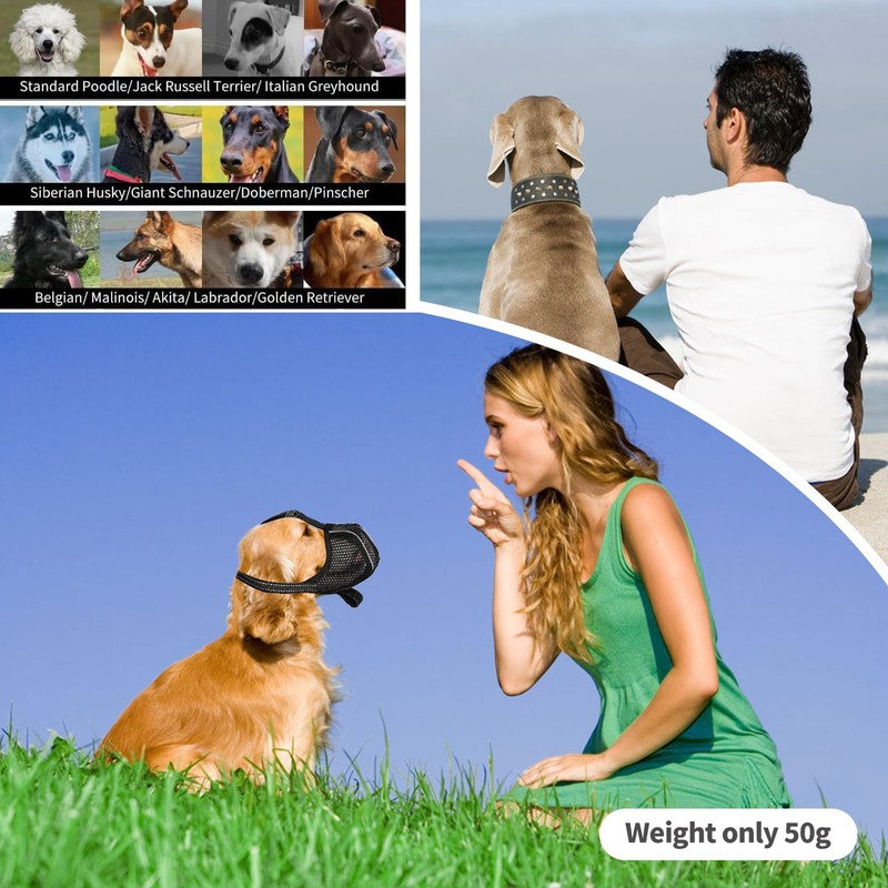 VZU Muzzle for Dogs, Breathable, Reflective, Adjustable Dog Muzzle for