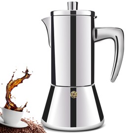 DITOSH 6 Cup Thickened 304 Stainless Steel Moka Pot Stovetop Espresso Maker Cafeteras Italian Percolator Espress Makers Capable Greca Mocha Coffee Machine for Induction Home and Camping 300ml 10oz