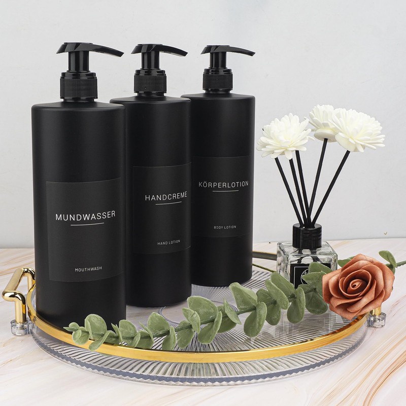 Esdallina 500 ml Soap Dispenser with 22 Black Labels Minimalist