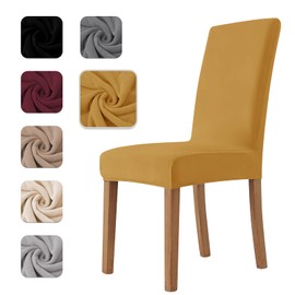 Homebliss Set of 6 Stretch Chair Covers, Swing Chairs, Elastic for Dining Room and Kitchen Chairs, Chair Cover, Very Soft, Comfortable, Scratch-Resistant, Yellow