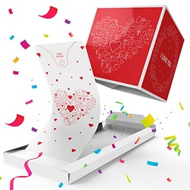 FETTIPOP FETTIPOP Gift Box DIY (Black Premium), Gift Wrap Box Confetti Exploding - Happy Birthday, Surprise Prank Box Pop Up 7.2x5.5x4.3 in.