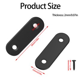 Black Flat Brackets for Wood, 30 Pcs Flat Connecting Plates, Stainless Steel Flat Straight Brackets for Wood Brackets, Metal Flat Straight Brace Brackets for Repair Joining Fixing Mending Connectors