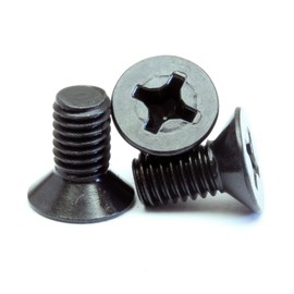 MonsterBolts - M4 x 6mm Phillips Flat Head, DIN 965, Alloy Steel, Black Oxide, 50 Pack