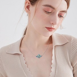 VONALA Mountain Necklace 925 Sterling Silver Abalone Shell Mountain Nature Pendant Necklace Jewelry Gift for Women