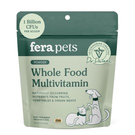 Fera Pets Whole Food Multivitamin Cat & Dog Food Topper with Probiotics, Antioxidants, & Essential Dog Vitamins & Minerals - Nutrients from Fruits, Vegetables, & Organ Meats - 3.7 oz