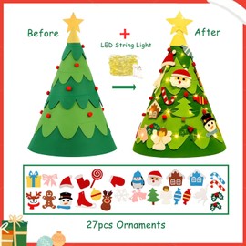 3D Felt Christmas Tree DIY Christmas Tree Decoration Removable Ornaments Christmas Tree Decoration for Children Felt Fabric for Christmas Game Decoration