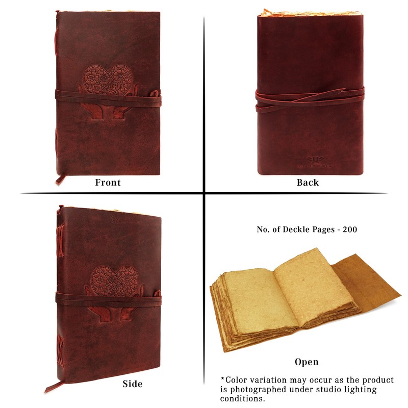 LUXEORIA Heart Journal for Women and Men, Handcrafted Leather Journal