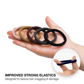 Basic Sense Regular Hair Ties - Premium Cotton Mixed, Seamless Elastics, Soft & Strong Hold, Metal-Free for Daily Comfort, Regular Brown