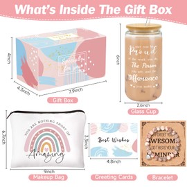 Thank You Gifts for Women, Employee Appreciation Gift Baskets, Teacher Appreciation Gifts, Gift for Coworkers Nurse Friends Men Boss Employee Secretary Hostess - 16oz Difference Maker Glass Makeup Bag