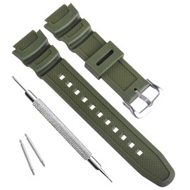 OliBoPo Waterproof Replacement Natural Resin Watch Strap for Casio AQ- S800W SGW-300H MRW-200H AE-1200W-800H W-735H, No gemstone.